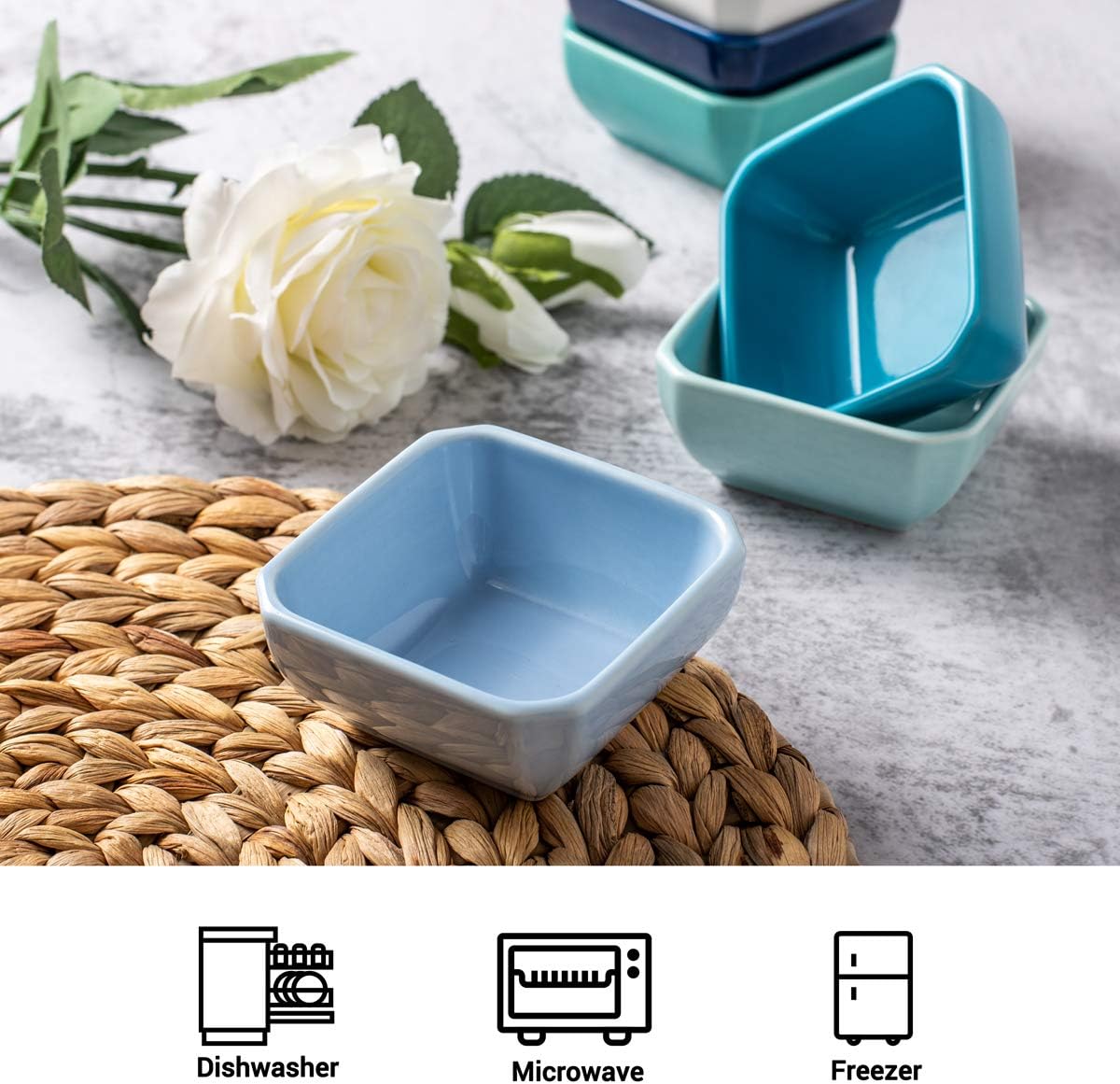  | Delling 3 Oz Ceramic Dip Bowls Set - Dipping Soy Sauce Bowl/Dishes Small Cups for Sushi Tomato Sauce, Soy, BBQ-Chip and Serving Set - Set of 6, Colorful: Chip & Dip Sets