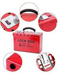 QWORK Lockout Tagout Group Lock Box - 4 Pack Steel