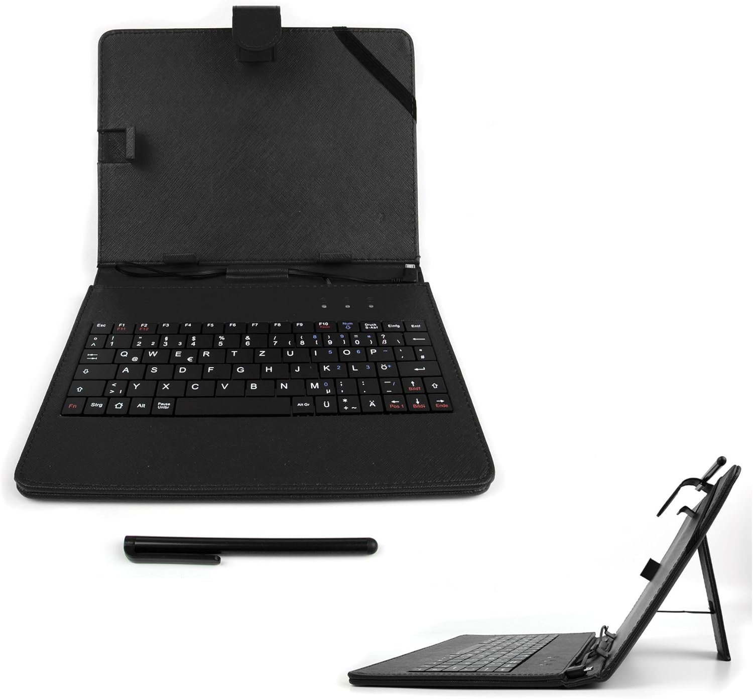DURAGADGET Black Faux Leather Case with Micro USB German Keyboard for Acer Iconia A1-830 Tablet