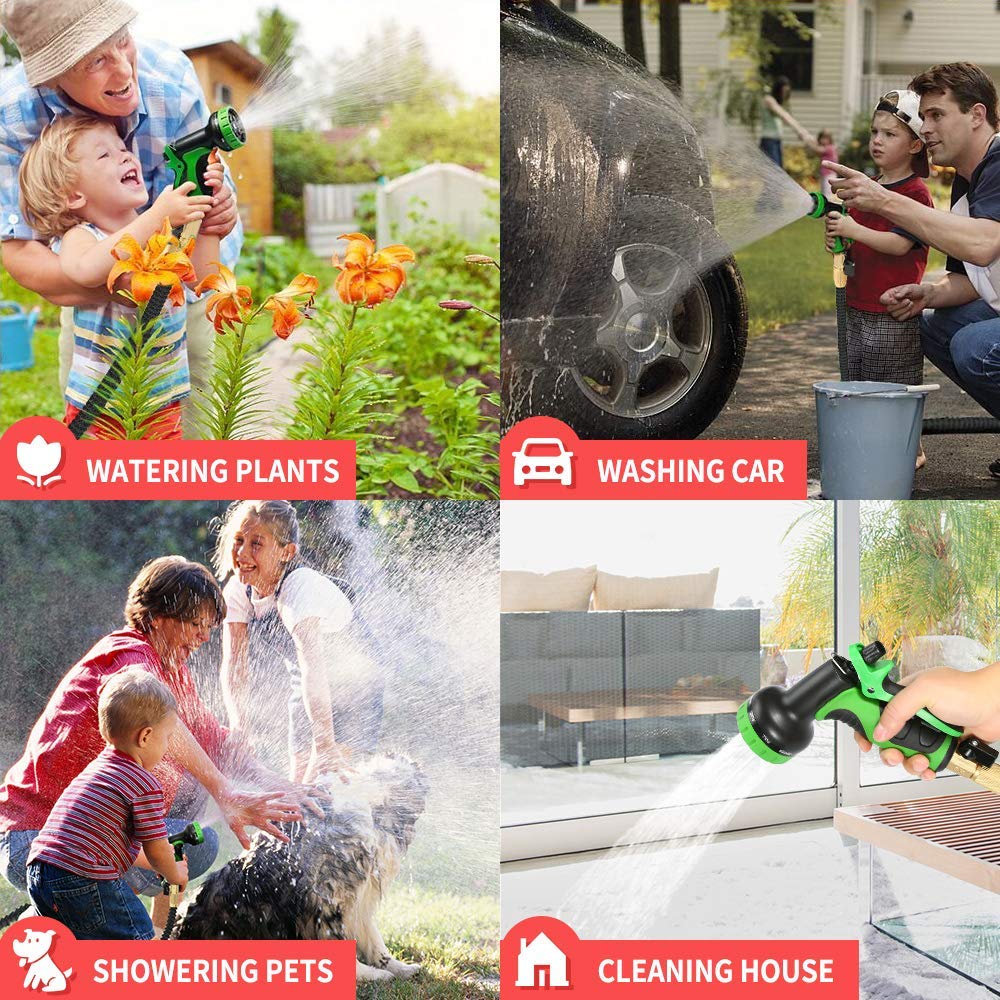Uverbon Gartenschlauch Ausziehbar 30M/ 100FT Wasserschlauch mit Massivem Messing Steckverbinder, Triple Latex Core 9-Pattern Sprühdüse, Starke und Flexible Schlauch für Garten, Rasen, Pet Dusche