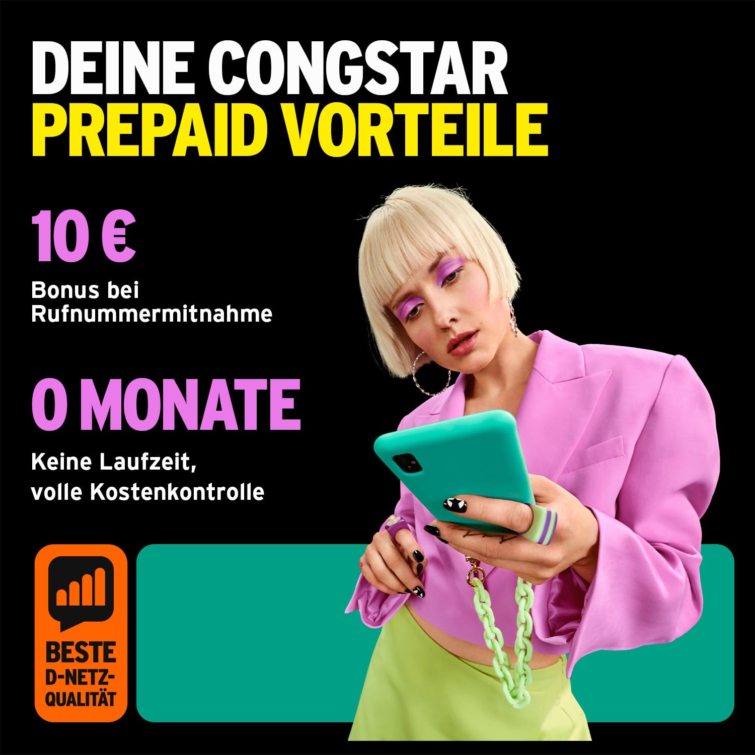 congstar Prepaid ALLNET L SIM-Karte ohne Vertrag I 40 GB Vielsurfer Prepaid-Paket in D-Netz-Qualität I 5G mit 25 Mbit/s + 24€ Startguthaben I Telefonie & SMS Flat in alle dt. Netze I EU-Roaming inkl. 2