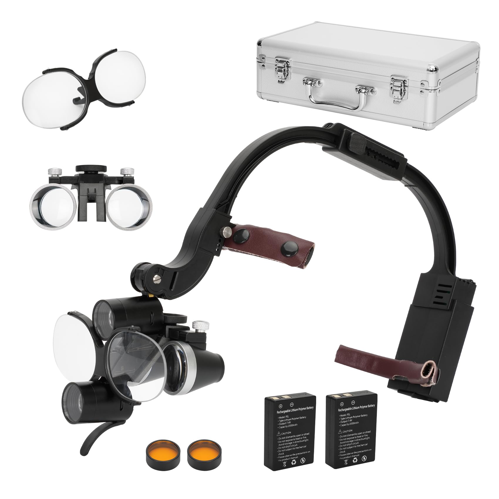 Photo 1 of 5W Binocular Loupes Glasses Headband Magnifier,Dental Loupes with Light 3.5X420mm Magnifying Glass,Adjustable Headband for Dental Surgical Medical and Lab Use