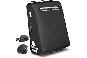 RAYMACE Padded Stroller Travel Bag for Airplane,Stroller Gate check bag with Wheels Compatible with UPPAbaby Vista,Vista V2,Cruz,Cruz V2, Travel Safe Protection Storage Bag,Patterned Design,Black