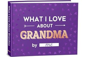 BRAVEBUG What I Love about Grandma Book - Grandma Gifts from Grandkids - Grandma Birthday Gifts, Birthday Gifts for Grandma - Grandmother Gifts, Christmas Gifts for Grandma Fill-in-the-Blank Journal Gifts