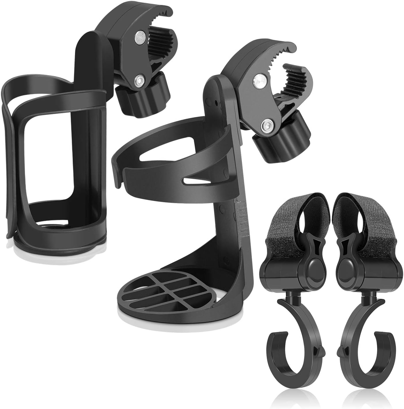 Bike Cup/Stroller Bottle Holders Universal 360 Degrees Rotation Drink Holder for Baby Stroller/Pushchair Bicycle Wheelchair and Motorcycle with 2 Baby Stroller (Black)