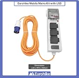 Eurohike 15m Mains Kit 3 UK Sockets 2 USB 2.1A Camping Caravan Hook Up IP44 view 2