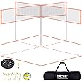 VEVOR 4-Way Volleyball Net, Adjustable Height Badminton Net Set for Backyard Beach Lawn, Outdoor Portable Volleyball Net with Carrying Bag, 4 Square Quick Assemble Game Set for Kids and Adults