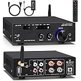 Beffkkip Amplifier Home Audio,Stereo Receiver Bluetooth 5.0 Power amp 100W x2 Wireless HiFi Stereo Class D Digital 2 Channel Integrated with Bass Treble Control for Passive Speakers