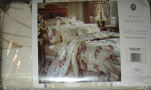 Amazon Com Jessica Mcclintock Twin Flat Sheet Vintage Lace Home