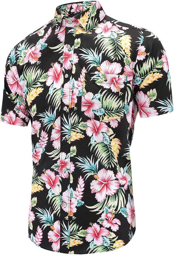 DioufondMens Hawaiian Shirts Short Sleeve Cotton Hawaiin Shirts