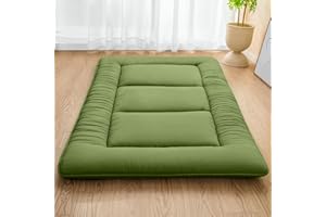 MASVIS Japanese Futon Mattress - Thicken Foldable & Portable Roll up Camping Mattress, Army Green, Twin