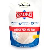 Redmond Real Salt - Sea Salt, Natural Unrefined Fine, 26 Oz Pouch (1 Pack) | Natural unrefined sea salt, gluten free fine salt perfect as table salt. Real seasalt with 60+ trace minerals, not just sal