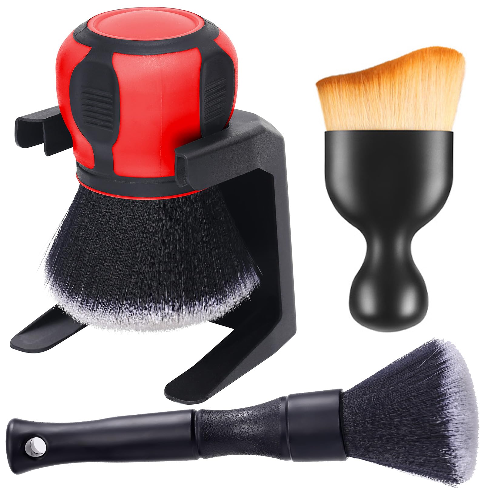 Photo 1 of Birbenben Car Ultra Soft Bristles Detailing Brushes, Curveball XL Synthetic Brushes, Interior Dusting Brush with Storage Rack, Automotive Detail Brush for Truck, SUV, RV, Cleaner for Door Panels- Red