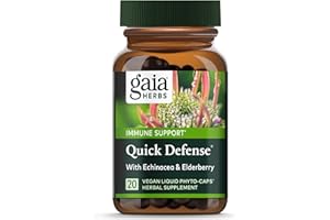 Gaia Herbs Quick Defense - Fast-Acting Immune Support Supplement* - Echinacea, Black Elderberry, Ginger & Andrographis - 20 Vegan Liquid Phyto-Capsules (2-Day Supply)