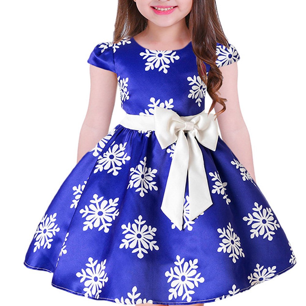 Tueenhuge Baby Girls Christmas Dress Toddler Snowflake Print Party Wedding Formal Dresses Blue 5 6 Years On Galleon Philippines