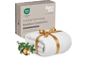 Bamtek 100% Viscose Derived from Bamboo Comforter, Cooling Comforter, Duvet Insert, Breathable, Extra Fluffy, Lightweight Comforters, Queen Size