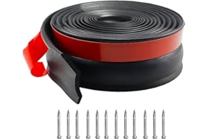 VUAOHIY Garage Door Seal Top and Sides, 10 FT Adhesive Garage Door Trim Seal Side, Rubber Weather Stripping Replacement - Universal TPE Seals Side Rubber with Nails and Lids, Black