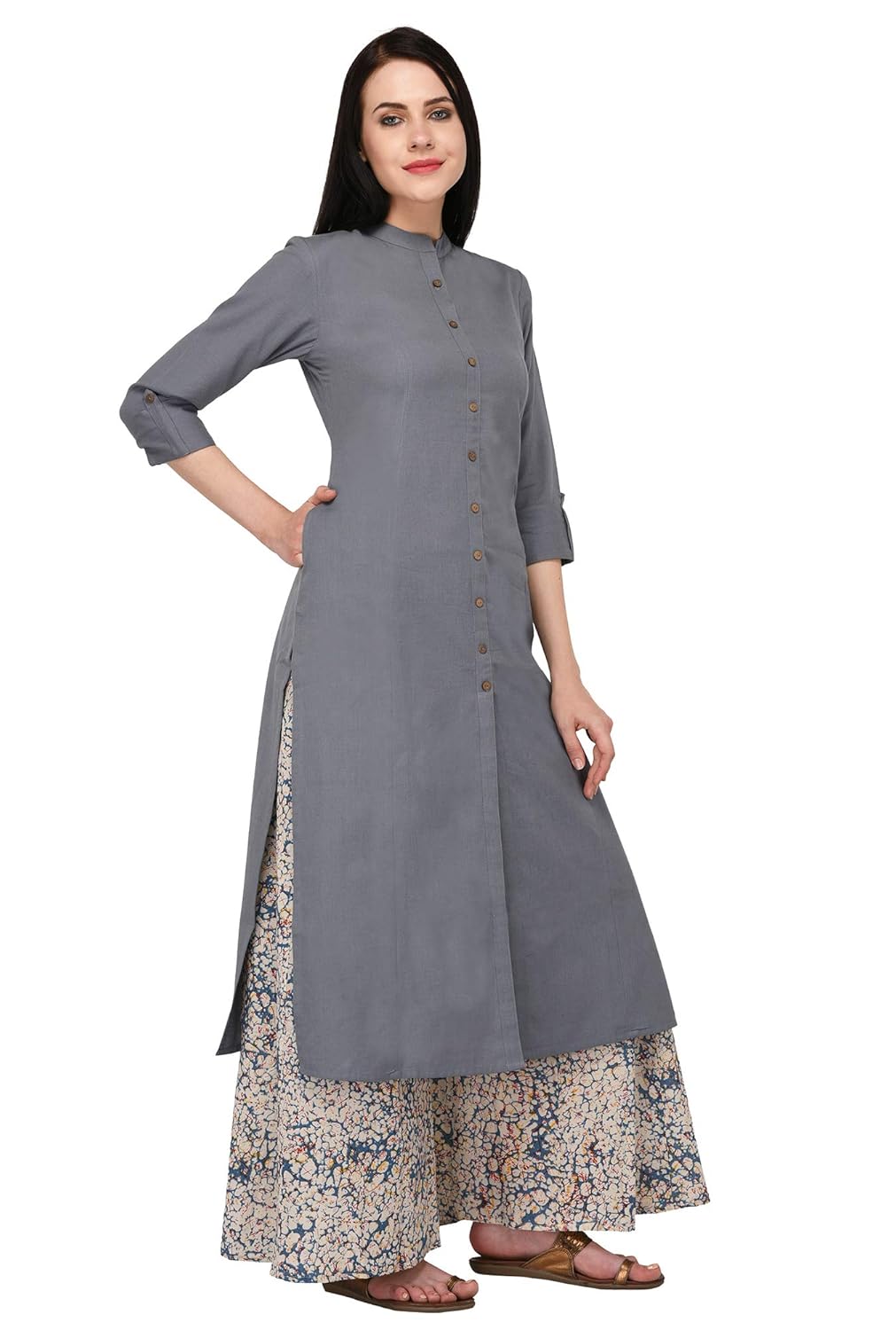 pistaa's women's cotton solid kurta with palazzo bottom set