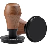 Normcore 58.5mm Coffee Tamper V4.1 with Click Sound Feedback, Spring Loaded Tamper With Titanium PVD Coating Flat Base, Genuine American Walnut Handle