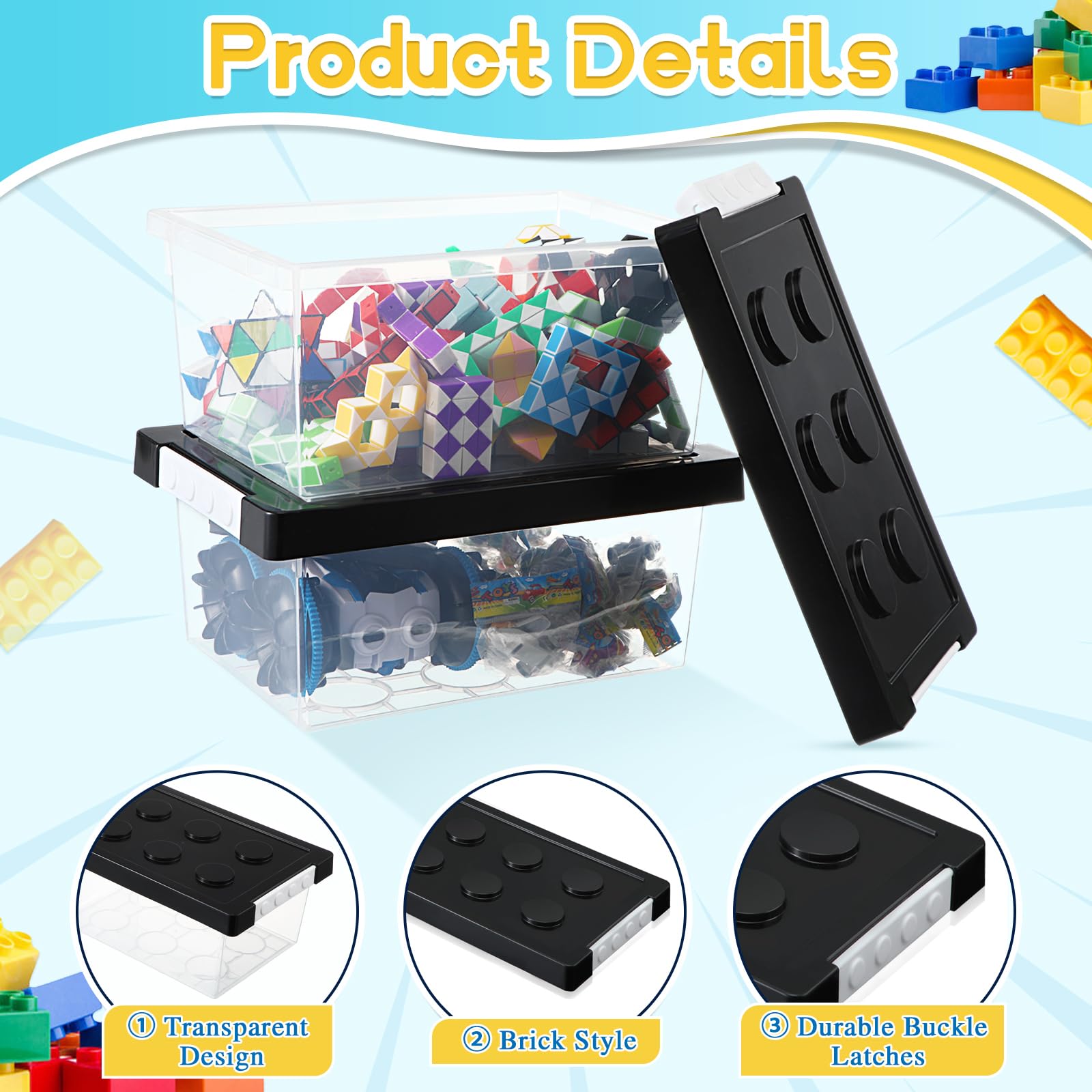 Mua Vicenpal 4 Pack Building Toy Storage Containers with Lids Brick ...