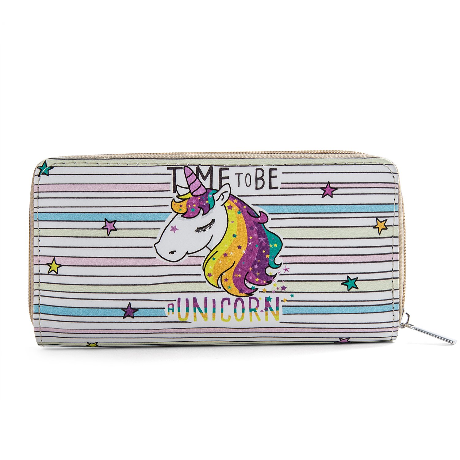 DonDon Women’s Purse Wallet Unicorn Pattern Saying Time to be