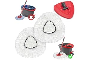 NEWE Mop Heads Replacements 2 Pack with Triangle Base for Vileda RinseClean 2 Tank System, Microfiber Spin Mops Replace Refil