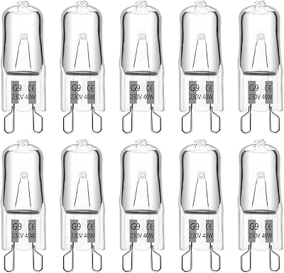 SCNNC G9 Halogen Bulbs 230V 40W Dimmable 480LM 2700K 360° 10 Pack