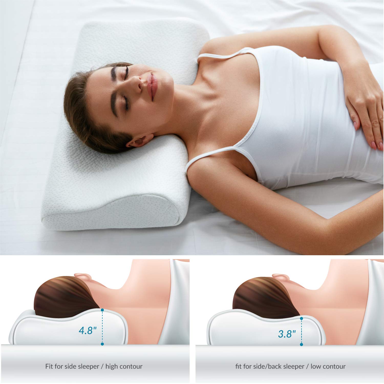 Bedsure Bio-Zero Orthopädisches Nackenstützkissen Memory Schaum Viskoelastisch 11cm/9cm - Druckausgleiches Ergonomisches Kopfkissen für Rücken- und Seitenschläfer mit Waschbaren Kissenbezug Bambus