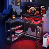 Bestier 106.5CM L-Shaped Gaming Desk RGB Lights 3 Outlets 2 USB Ports view 2