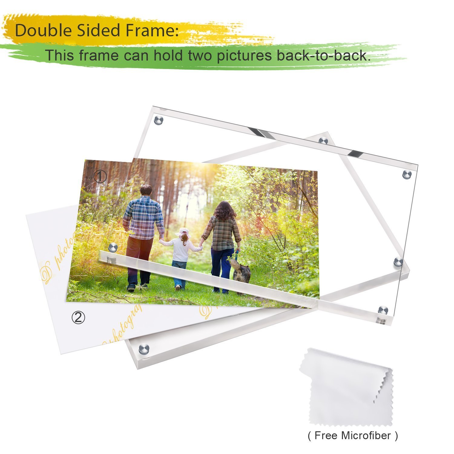 Boxalls Magnetic Picture Photo Frames Collage, Photo Booth, Transparent Acrylic,10mm+10mm Thickness (2 Pack 8\'\')