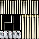 Baquler 120 Pcs Flameless Taper Candles with Remote and Timer 11" Battery Operated Candlesticks LED Flickering Faux Candles Warm Light for Wedding Holiday Party Home Decor
