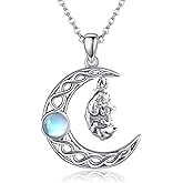 URONE Black Cat/Pig/Penguin/Mama Bear/Fox/Axolotl/Otter/Hippo/Bunny/Hamster Necklace 925 Sterling Silver Animal Necklace Cute Animal Jewelry Gifts for Women Girls