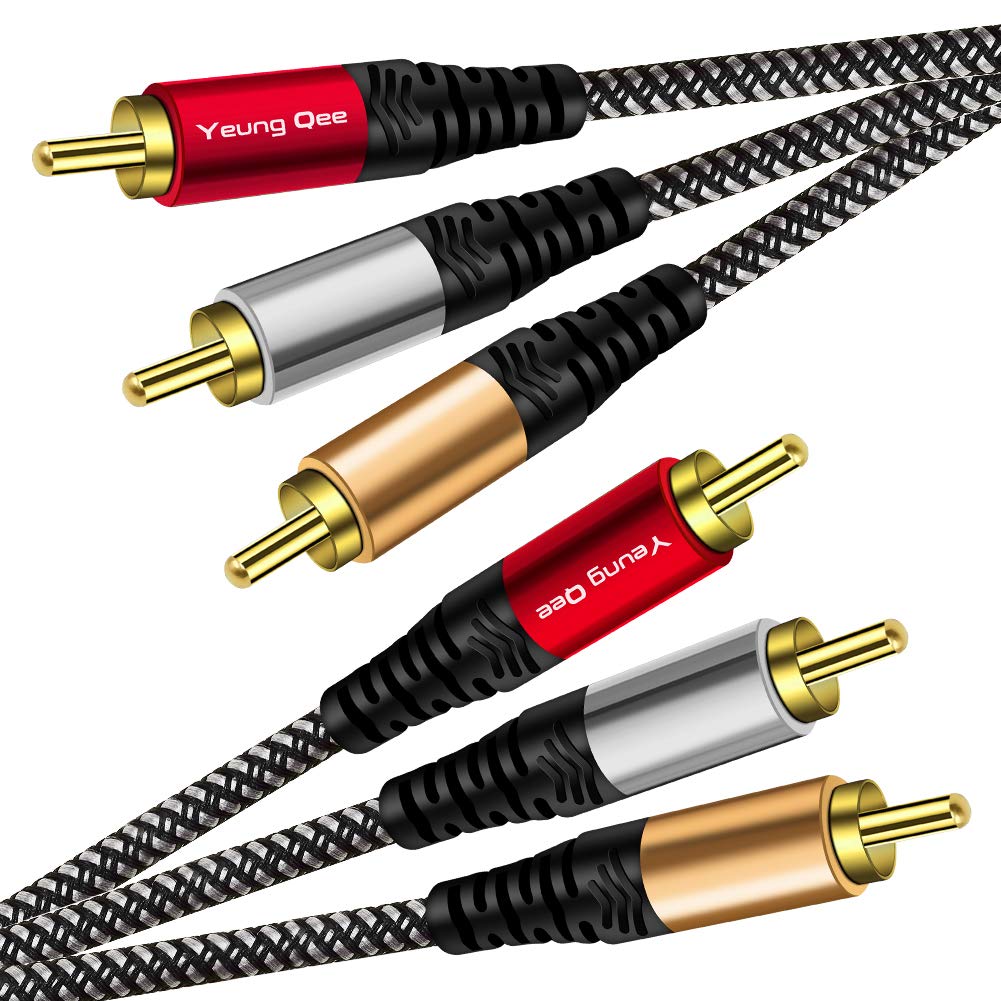 Yeung Qee Audio Video RCA Cable 1m, 3RCA Male to 3RCA Male Composite AV Cable Compatible with Set-Top Box,Speaker,Amplifier,DVD Player and More (1M)