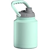 Asobu Mini Stainless Steel Double Walled Vacuum Insulated 33 Ounce Jug With Full Hand Easy Carry Handle and Pop Up Straw Water Bottle (Mint)