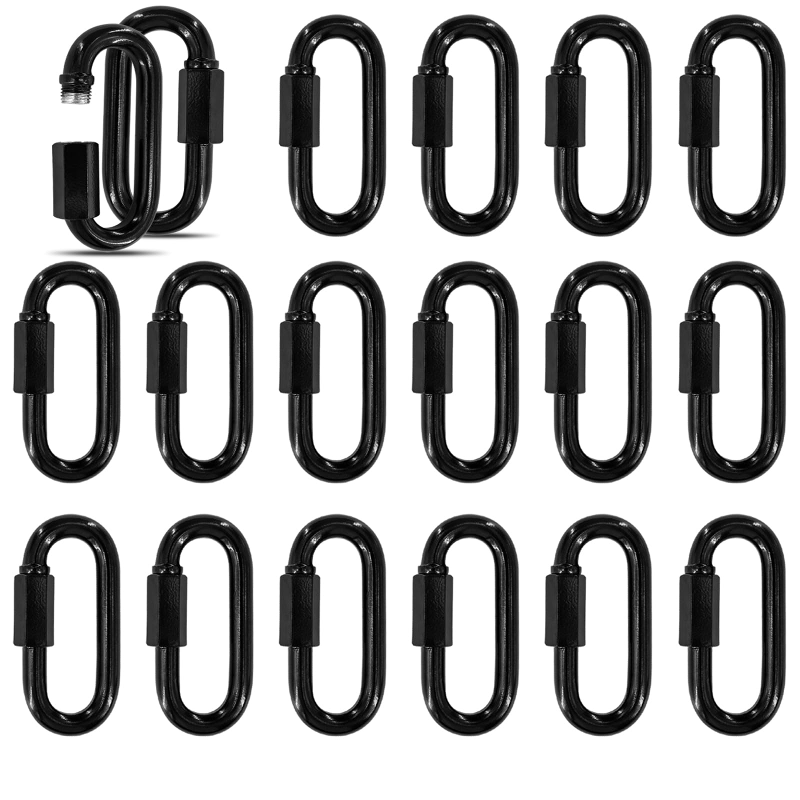 Photo 1 of 20PCS 2Inch Quick Links,3/16"Black Chain Link Connector,with Heavy Duty Galvanized Steel,Locking Carabiners for Connecting Hammock, Key Chain, Pet Leash,Gym,Camping 650 Lbs