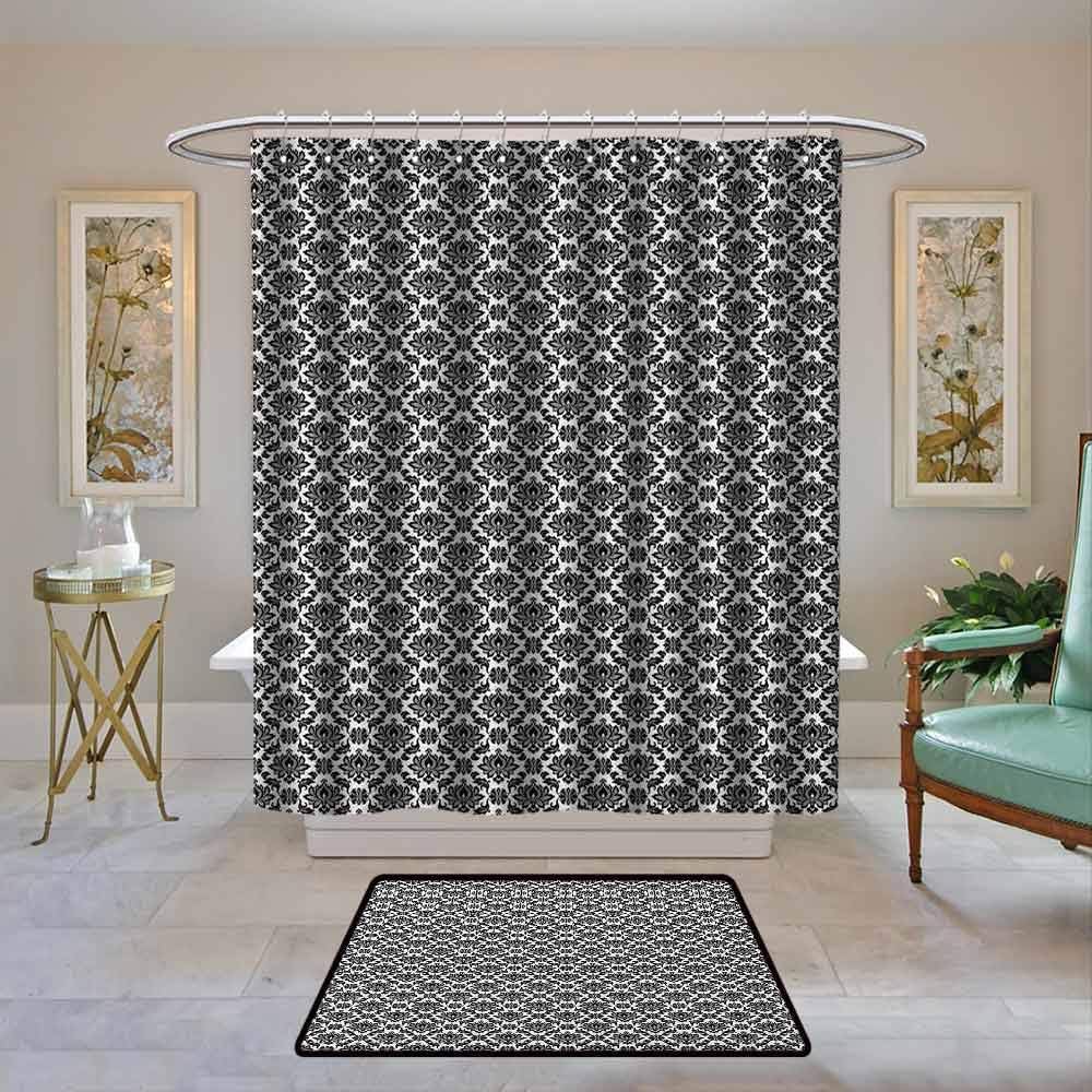 Customized Bathroom Shower Curtain Black and White,Monochrome