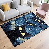 Lacut Black Cat Area Rug 4x6, Non Slip Washable Cat Design Rugs Room Decor Indoor Mat, Soft Velvet Pet Mat for Bedroom Bathroom Living Room (4' x 6')