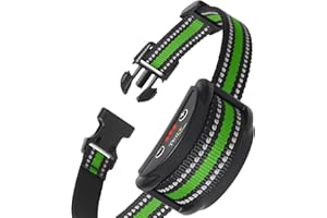 PetJoy Dog Bark Collar for Small Medium Large Dog, Smart Anti Bark Collars with 5 Sensitivity - 7 Progressive Procedures, Barking Collar with Beep & Shock (Green)
