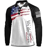 Mainfini Men's Long Sleeve 1776 Golf Shirt USA Flag Graphic Button Polo Shirt (S-3XL)