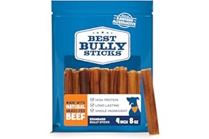 Best Bully Sticks 4 Inch Bully Sticks - 8 oz (Pack of 1) - Natural Grass-Fed, Grain and Rawhide Free, Ideal for Small or Young Canines