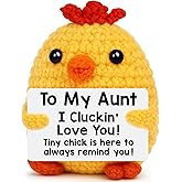 BdayPtion Aunt Birthday Gifts from Niece Nephew, Auntie Easter Gifts, Mothers Day I Love You Aunt Present, Best Auntie Ever Gift, Funny Handmade Crochet Animals Chicken Decor