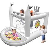Easyair Inflatable Bounce House for Kids, PVC Small Bouncy Castle | Bouncer Jumping House, Included Basketball Hoop, Ball Pit, Rings, Target Game, Pump