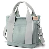 Canvas Tote Bag for Women,Small Totes Bags with Zipper Crossbody Purse with Pockets Large Shoulder Handbag,2 Sizes
