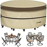RICHIE Outdoor Patio Furniture Cover - Heavy Duty Waterproof 600D Tough Canvas Protector for Round Table Cover, All-Season Dining Table and Chair Cover (48"DIAx28"H)