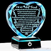 YWHL Birthday Gifts for Best Friend with Colorful LED Base Heart Crystal Friendship Gifts for Women Meaningful Bestie Gifts Mothers Day BFF Gift Idea for Her Female Friend