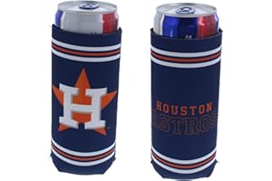KOLDER MLB Baseball Team Logo Ultra Slim 12oz Beer Can Cooler Holder Sleeve 2-Pack (Houston - Stripe (Astros))