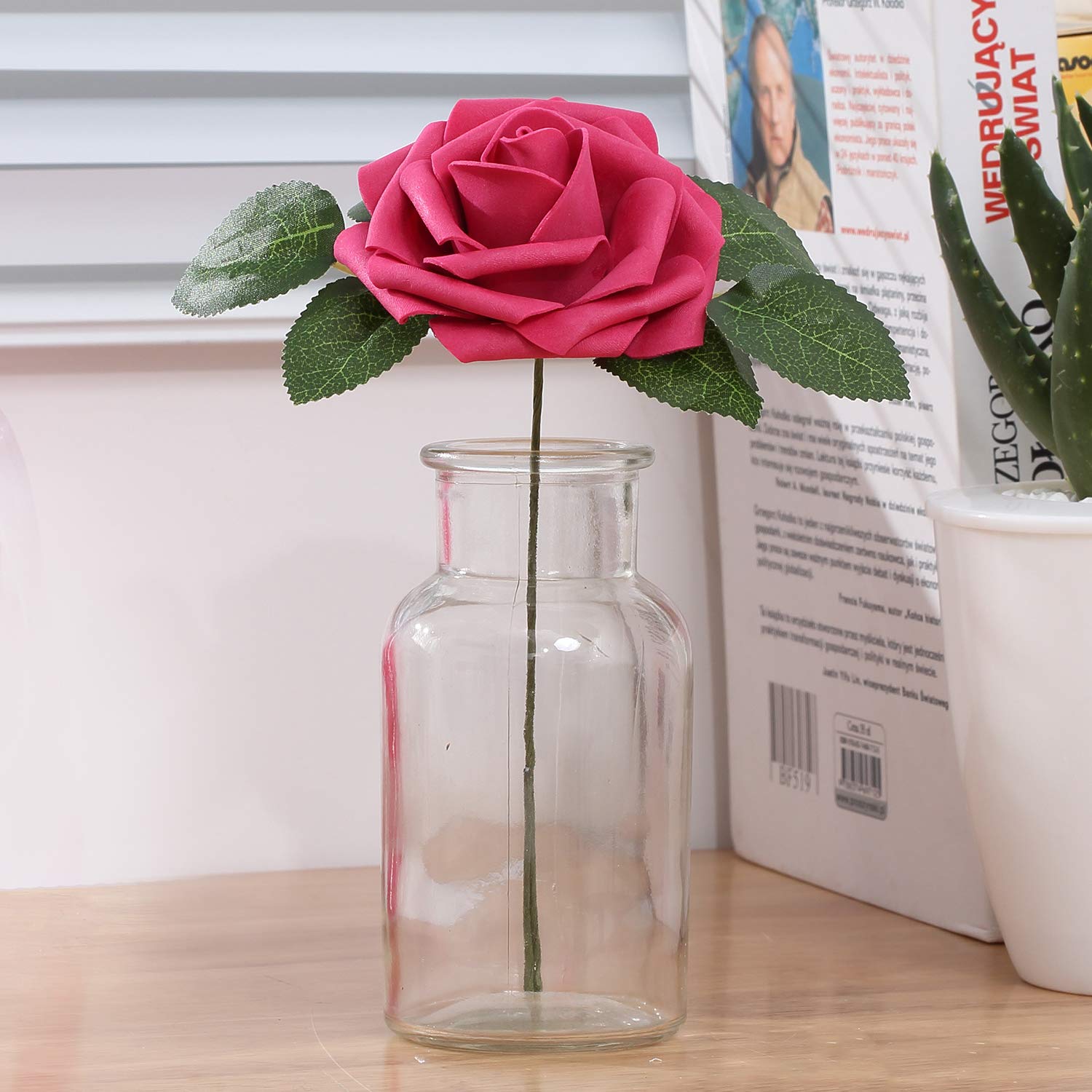 Bunny Lamb Artificial Roses Handcrafted Wedding Flowers for DIY Wedding Centerpieces Bridal Bouquet Flower Arrangement and Church Hotel Restaurant Home Decorations - 50pcs (Fuchsia Red)