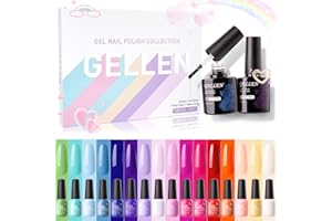 Gellen Gel Nail Polish Kit - Neon Nail Polish Set With Top Base Coat 16 Colors, Hot Pink Blue Summer Gel Polish Soak Off UV Gel Manicure Salon Kit