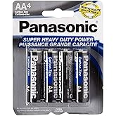 Panasonic 5741 8PC AA Batteries Super Heavy Duty Power Carbon Zinc Double A Battery 1.5V, Black (Pack of 8)