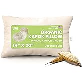 Bean Products Kapok 14" x 20" Japanese Pillow - Breathable, Eco-Friendly and Durable Organic Cotton Fabric Bed Pillow - Soft and Supportive Pillow for Sleeping, Made in The USA